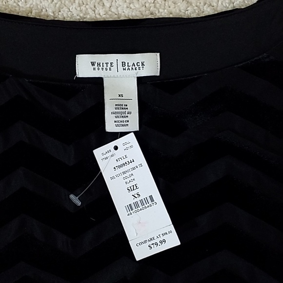 WHBM~Size XS~Black w/Zigzag Texture Belted Dress. - Picture 5 of 12